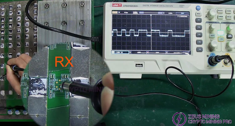 measure the RX signal waveforms with the oscilloscope probe