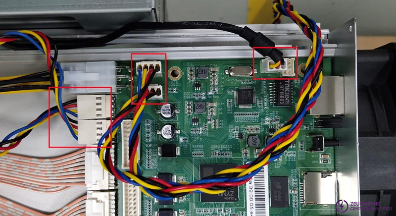 connect the cable between the control board and the hash board