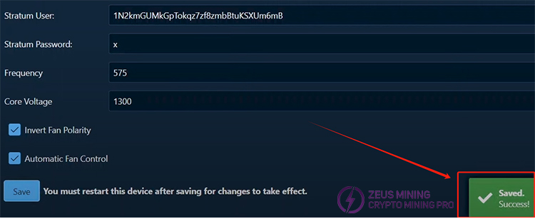 Save parameter setting