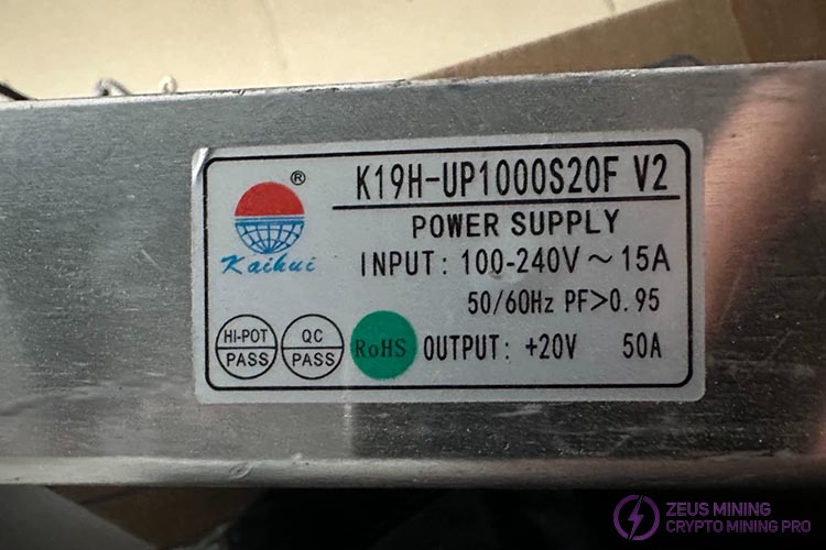 K19H-UP1000S20F V2 model power supply