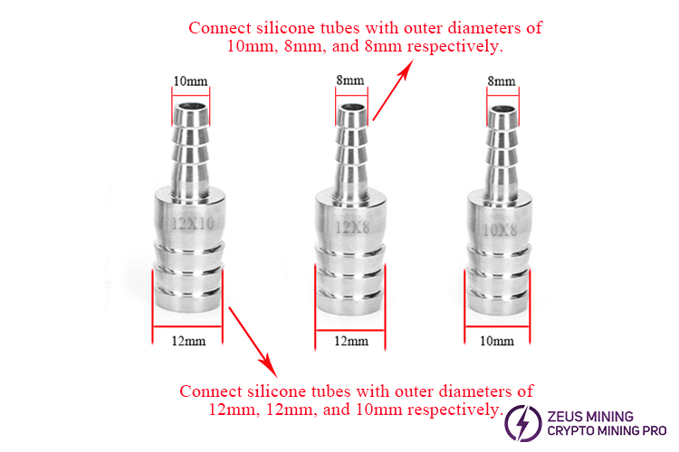 Pagoda conversion connector for ASIC miner cooling