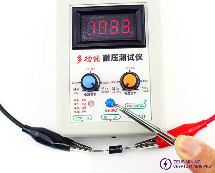 withstand voltage test of 33V Zener diode