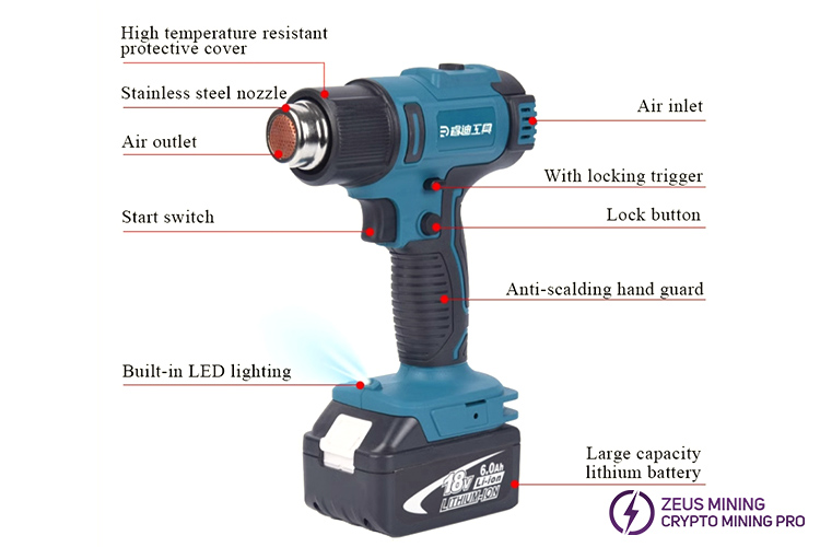 adjustable temperature handheld electrical heat air gun