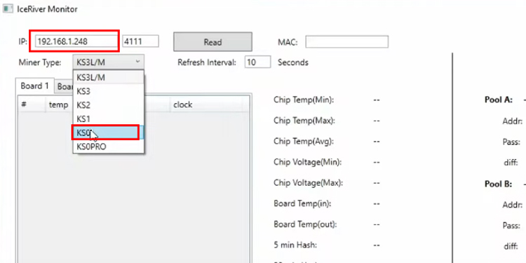 Paste IP address in Monitor tool