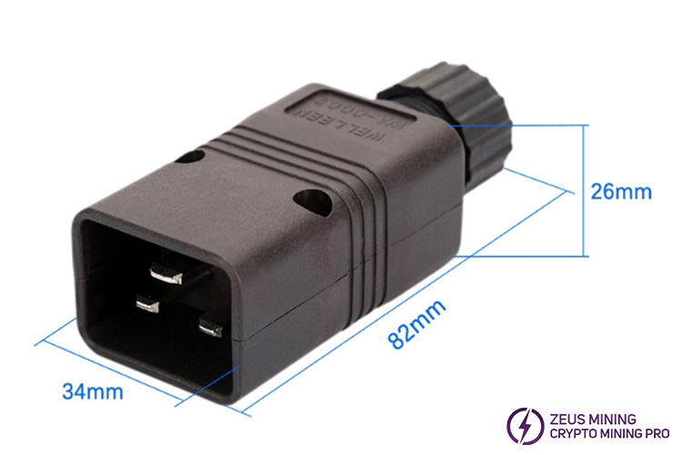 C20 male connector power AC power plug 16A 250V