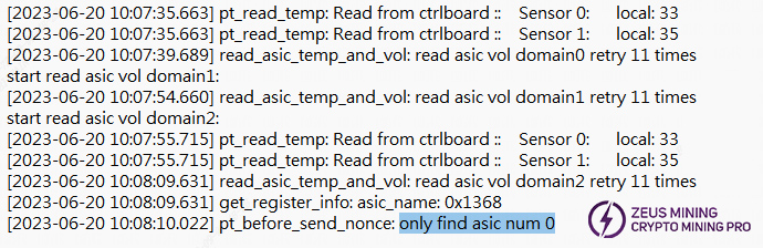 S21pro hash board find asic num 0