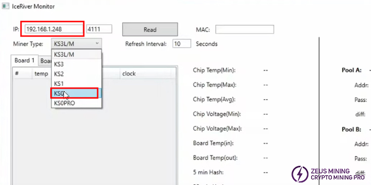 Paste IP address in Monitor tool