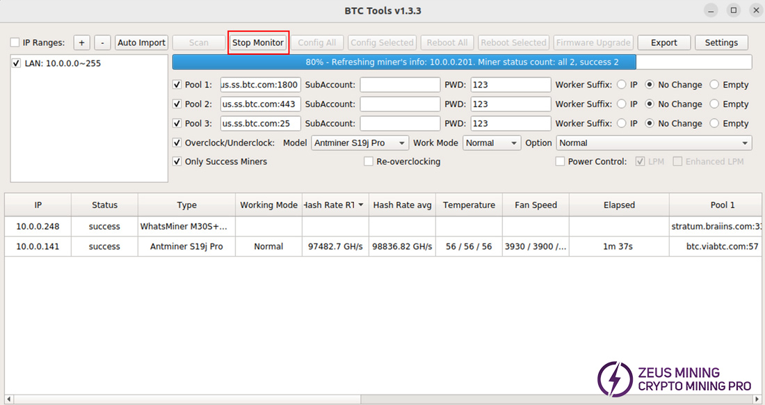 stop asic miner continuous monitoring