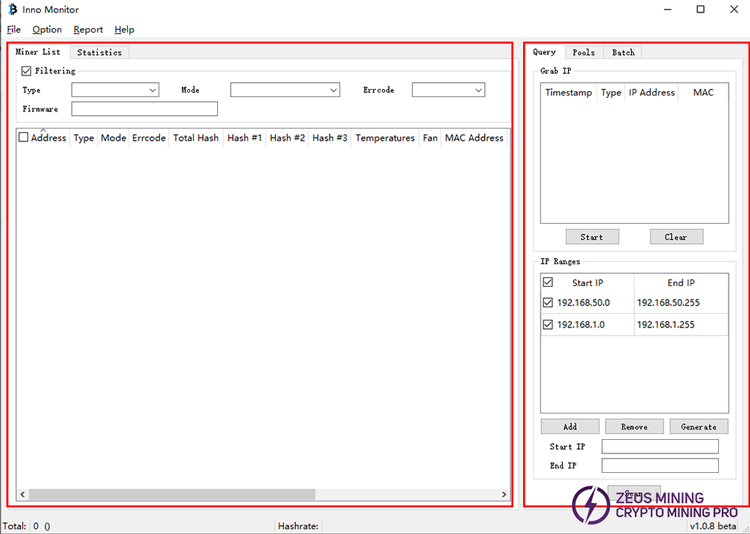 manage Innosilicon miner software