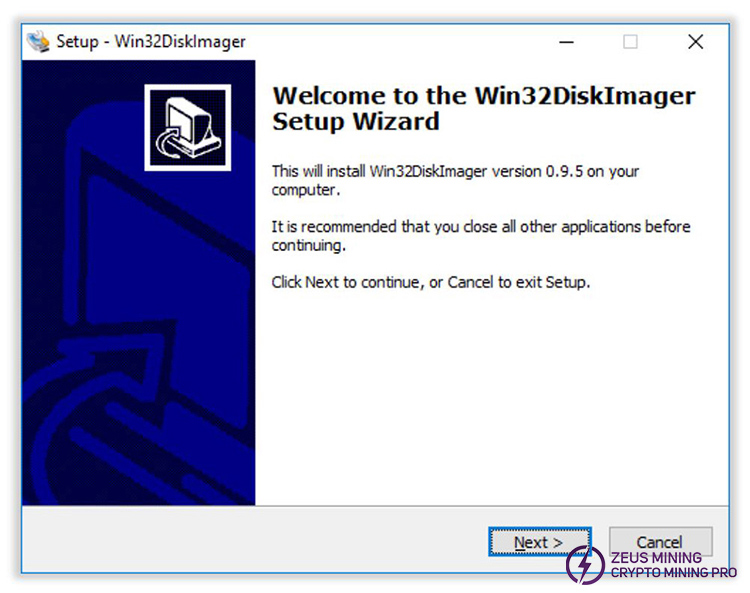 Win32 Disk Image installation interface