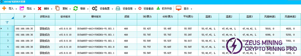 miner configure informations