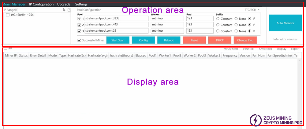 Antminer management tool home page