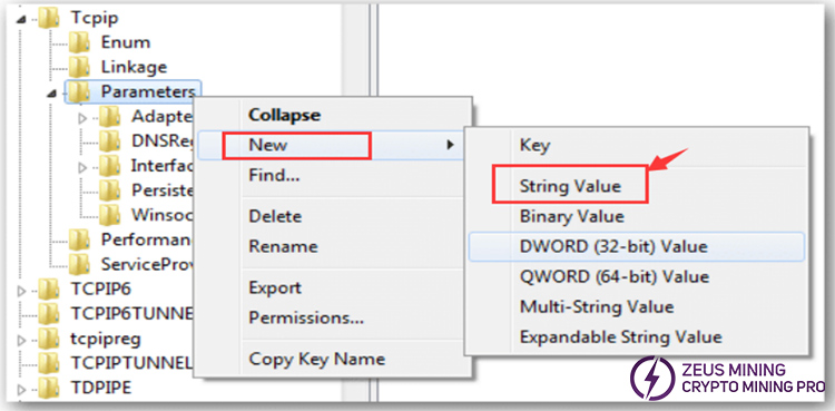 select the string value