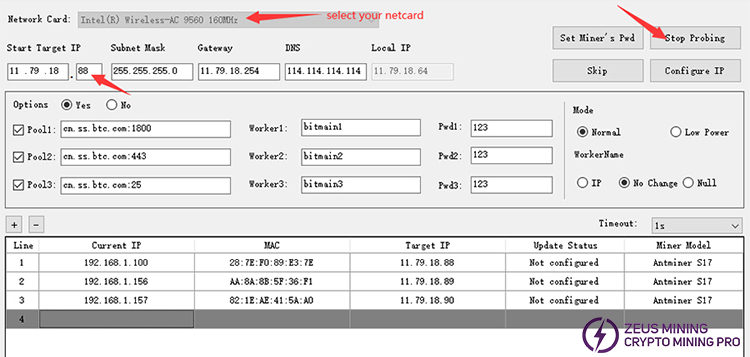 select the network