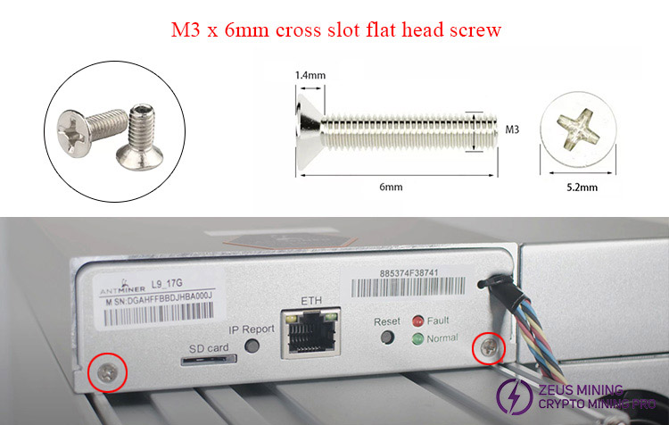 M3x6mm flat head phillips drive screw for Antminer control board cover