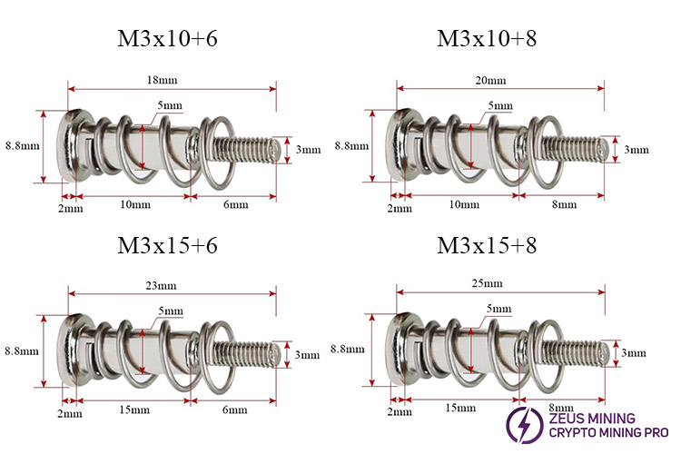 M3 phillips flat head spring screw