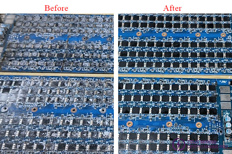 Comparison of hash board before and after cleaning