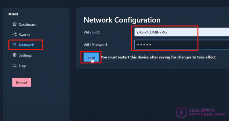 LV08 connected to Wifi network