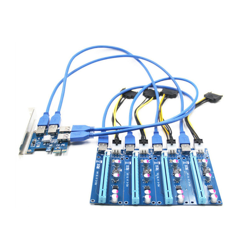 PCI-E 1 to 4 adapter card + 4 board combination set